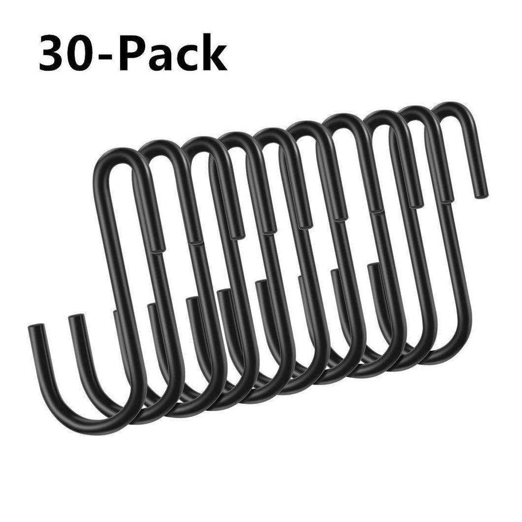 30PC Roontin S Hooks, Heavy Duty Hangers, Metal Iron Hanger S Hooks 30 Pack Black - for Hanging Pots and Pans, Coffee Mugs, Utensils, Clothes, Jeans, Towels in Kitchen and Closet Shelf