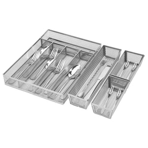 Cheap kitchen silverware drawer organizer 5 3 separate compartment with anti slip mats mesh kitchen cutlery trays silverware storage kitchen utensil flatware tray