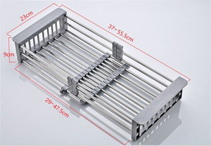 Explore lxjymxkitchen storage rack multi function rack stainless steel sink single row frame telescopic drain basket dish drain rack grey