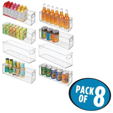 Load image into Gallery viewer, Purchase mdesign plastic stackable kitchen pantry cabinet refrigerator or freezer food storage bins with handles organizer for fruit yogurt snacks pasta bpa free 16 long 8 pack clear