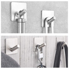 Load image into Gallery viewer, Shop here heavy duty wall hooks 304 stainless steel hook wall mount for home bathroom kitchen utensils damage free utility 3m self stick hooks holds6 pounds waterproof hanger for towel keys coat bags 4 pcs