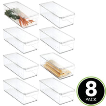 Load image into Gallery viewer, Discover the best mdesign plastic food storage container bin with lid and handle for kitchen pantry cabinet fridge freezer organizer for snacks produce vegetables pasta 8 pack clear