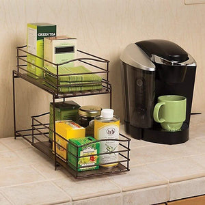 Discover the best seville classics 2 tier sliding basket drawer kitchen counter and cabinet organizer bronze