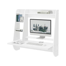 Load image into Gallery viewer, On amazon wlive wall mounted desk with storage shelves computer table for home office stable and durable floating kitchen dining desk white