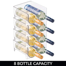 Load image into Gallery viewer, Top mdesign plastic free standing wine rack storage organizer for kitchen countertops table top pantry fridge holds wine beer pop soda water bottles stackable 2 bottles each 8 pack clear