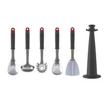 Load image into Gallery viewer, Top rated joseph joseph 10469 elevate carousel stainless steel kitchen utensil set with rotating storage stand 5 piece red