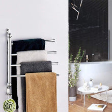 Load image into Gallery viewer, Budget friendly elifeapply swivel towel rack stainless steel swing out towel bar 4 swing arms wall mounted towel holder space saving swinging towel bar for bathroom and kitchen