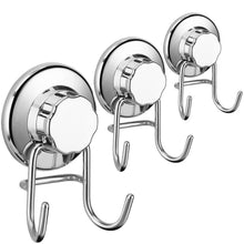 Load image into Gallery viewer, On amazon sanno vacumn hook suction cups for flat smooth wall surface towel robe bathroom kitchen shower bath coat neverrust stainless steel 3 pack