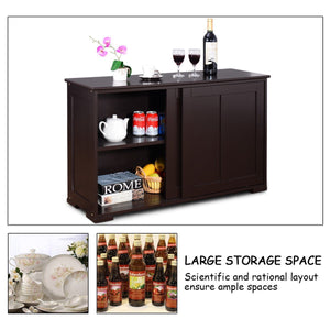 Shop costzon kitchen storage sideboard antique stackable cabinet for home cupboard buffet dining room espresso sideboard with sliding door