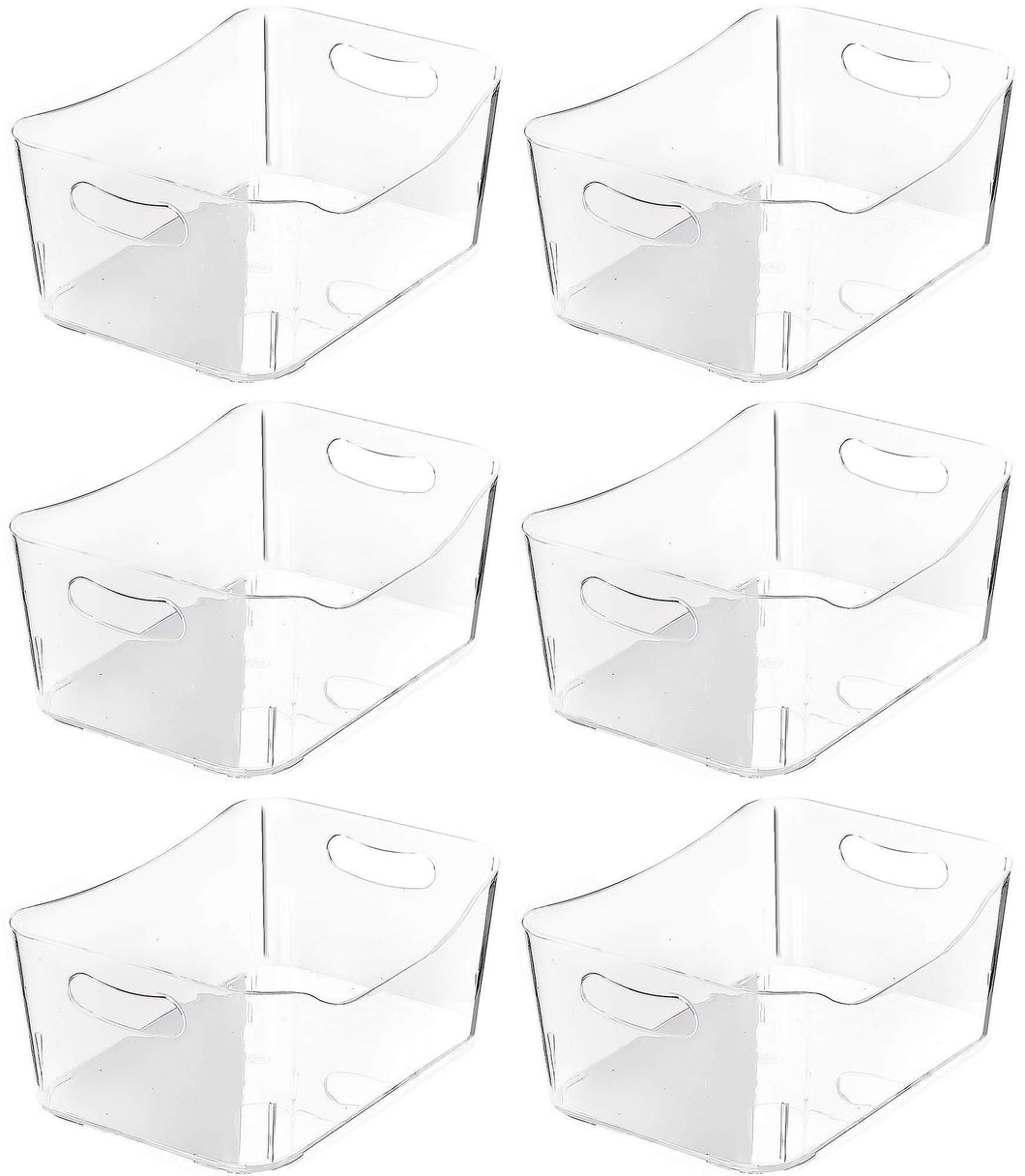 Top rated ybm home open bin storage basket kitchen pantry bathroom vanity laundry health and beauty product supply organizer under cabinet caddy medium 6 pack clear
