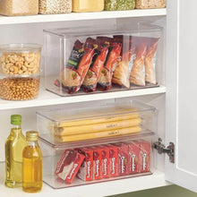 Load image into Gallery viewer, Amazon best mdesign stackable kitchen pantry cabinet refrigerator food storage container bin attached lid organizer for packets snacks produce pasta bpa free food safe 8 pack clear
