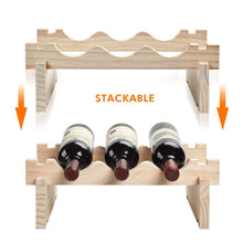 Load image into Gallery viewer, On amazon defway wood wine rack countertop stackable storage wine holder 12 bottle display free standing natural wooden shelf for bar kitchen 4 tier natural wood