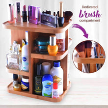 Load image into Gallery viewer, Great refine 360 bamboo cosmetic organizer multi function storage carousel for your vanity bathroom closet kitchen tabletop countertop and desk
