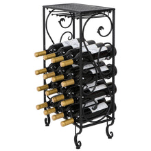 Load image into Gallery viewer, Budget smartxchoices 16 bottle wine rack table top with glass hanger wine bottle holder solid metal floor free standing wine organizer shelf side table for cabinet kitchen