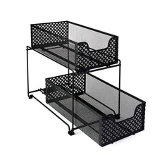 Load image into Gallery viewer, Kitchen 2 tier organizer baskets with mesh sliding drawers ideal cabinet countertop pantry under the sink and desktop organizer for bathroom kitchen office