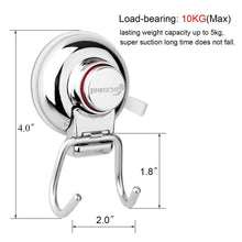 Load image into Gallery viewer, Explore jinruche suction cup hooks strong stainless steel hooks for kitchen bathroom towel robe shower bath coat removable hooks for flat smooth wall surface never rust stainless steel 2 pack