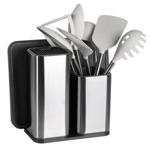 Load image into Gallery viewer, Discover elfrhino utensils holder stainless steel kitchen tools knives holder knives block utensils container utensils crock flatware caddy cookware cutlery utensils holder multipurpose kitchen storage crock