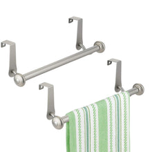 Load image into Gallery viewer, Best mdesign vintage metal decorative kitchen sink over cabinet steel metal towel bars storage and organization drying rack for hanging hand dish tea towels 10 5 wide pack of 2 satin