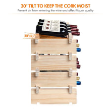 Load image into Gallery viewer, Order now defway wood wine rack countertop stackable storage wine holder 12 bottle display free standing natural wooden shelf for bar kitchen 4 tier natural wood