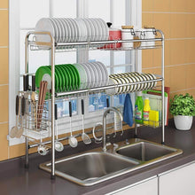 Load image into Gallery viewer, Home mago retractable 304 stainless steel dish rack drain rack sink universal pool frame kitchen shelf multi function kitchen storage size 100cm x 28cm x 82cm