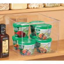Load image into Gallery viewer, Products mdesign plastic storage organizer container bins holders with handles for kitchen pantry cabinet fridge freezer large for organizing snacks produce vegetables pasta food 8 pack clear