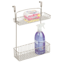 Load image into Gallery viewer, Order now mdesign metal farmhouse over cabinet kitchen storage organizer holder or basket hang over cabinet doors in kitchen pantry holds dish soap window cleaner sponges satin