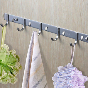 Purchase tiang hook rail coat rack with 5 hooks wall mounted adhesive satin finish hook rack hanger set of 2 15 inch stainless steel hook rack organizer for hat clothes bathroom towels closet door kitchen