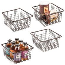 Load image into Gallery viewer, Shop for mdesign farmhouse decor metal wire food storage organizer bin basket with handles for kitchen cabinets pantry bathroom laundry room closets garage 10 25 x 9 25 x 5 25 4 pack bronze