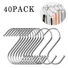 Load image into Gallery viewer, Latest s shaped hooks rustproof for hanging pots and pans heavy duty stainless steel metal hanger for home office kitchen utensils set of 40