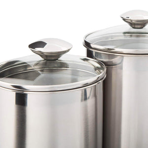 Top rated beautiful canisters sets for the kitchen counter 8 piece stainless steel medium sized with glass lids and measuring cups silveronyx tea coffee sugar flour canisters 8pc glass lids