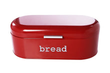 Load image into Gallery viewer, Get large bread box for kitchen counter bread bin storage container with lid metal vintage retro design for loaves sliced bread pastries red 17 x 9 x 6 inches