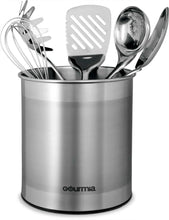 Load image into Gallery viewer, Amazon gourmia gch9345 rotating kitchen utensil holder spinning stainless steel organizer to store cooking and serving tools dishwasher safe non slip bottom use as caddy