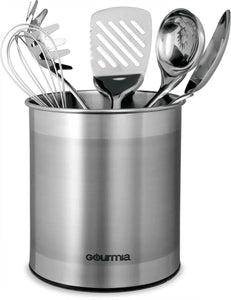 Amazon gourmia gch9345 rotating kitchen utensil holder spinning stainless steel organizer to store cooking and serving tools dishwasher safe non slip bottom use as caddy