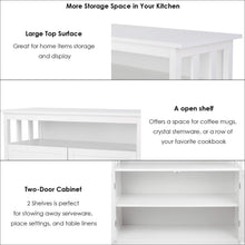 Load image into Gallery viewer, Shop homfa kitchen sideboard storage cabinet large dining buffet server cupboard cabinet console table with display shelf and double doors white