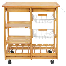 Load image into Gallery viewer, The best nova microdermabrasion rolling wood kitchen island storage trolley utility cart rack w storage drawers baskets dining stand w wheels countertop wood