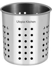 Load image into Gallery viewer, Discover utopia kitchen utensil holder utensil container 5 x 5 3 utensil crock flatware caddy brushed stainless steel cookware cutlery utensil holder