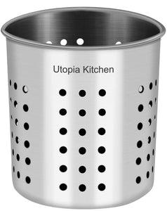 Discover utopia kitchen utensil holder utensil container 5 x 5 3 utensil crock flatware caddy brushed stainless steel cookware cutlery utensil holder
