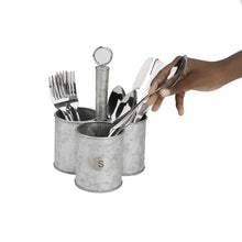 Load image into Gallery viewer, Get mind reader 3sgcadut sil 3 cup utensils caddy cutlery serve ware holder flatware silverware organizer forks spoons knives kitchen silver one size metal