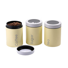 Load image into Gallery viewer, New adzukio modern stylish canisters sets for kitchen counter 3 piece canister for tea sugar coffee food storage container multipurpose light yellow
