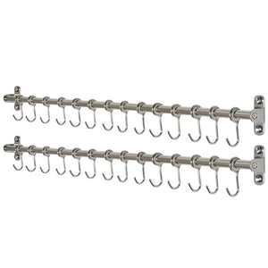Featured webi kitchen sliding hooks solid stainless steel hanging rack rail with 14 utensil removable s hooks for towel pot pan spoon loofah bathrobe wall mounted 2 packs