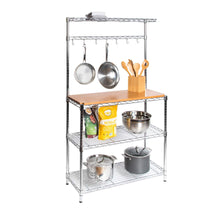 Load image into Gallery viewer, Great seville classics bakers rack for kitchens solid wood top 14 x 36 x 63 h