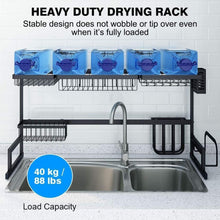 Load image into Gallery viewer, Top langria dish drying rack over sink stainless steel drainer shelf professional 2 tier utensils holder display stand for kitchen counter organization fully customizable 37 4 inches width black