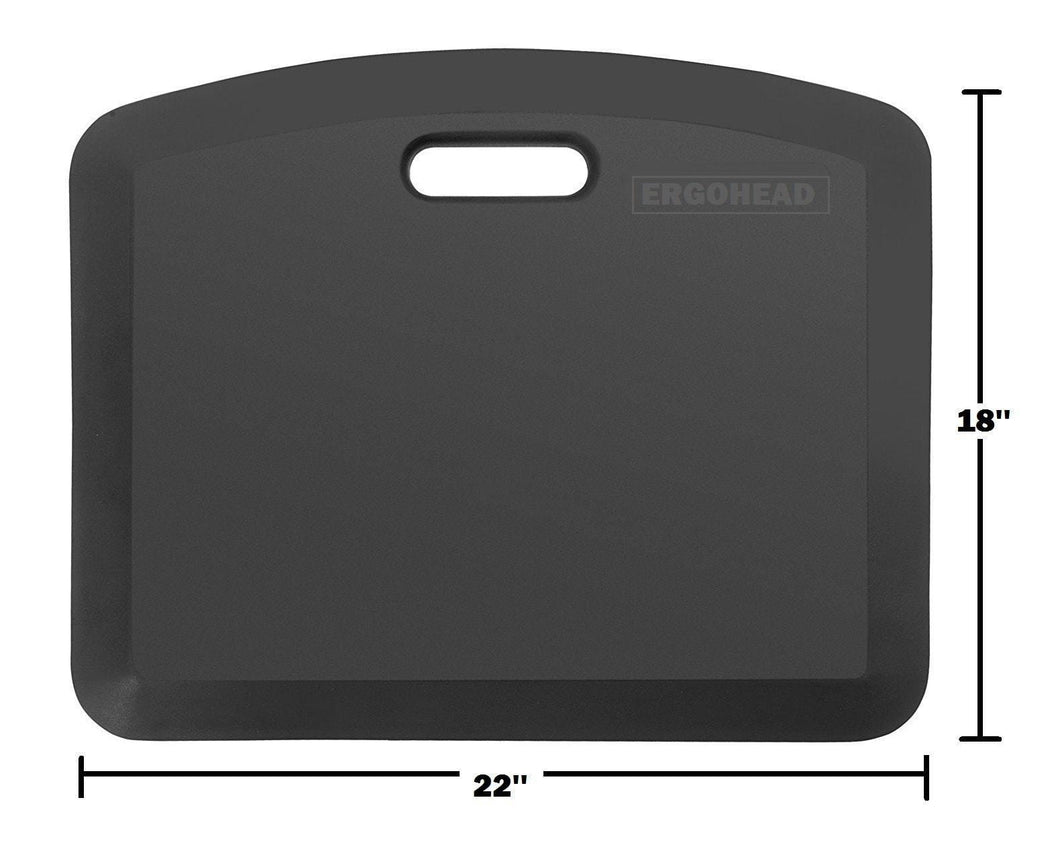 Get original ergohead anti fatigue comfort standing mat ergonomically engineered perfect for standing desk kitchen gardening and garages 18 x 22 inches black