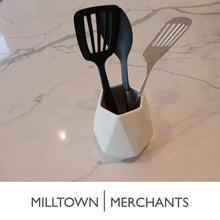 Load image into Gallery viewer, Amazon ceramic utensil holder kitchen utensil holder utensil crock utensil caddy container milltown merchants™ faceted white utensil holder