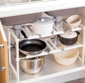 Buy lhfj adjustable extendable under sink rack shelf 2 tier kitchen bathroom storage organiser50 702638cm organizer