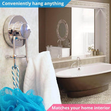 Load image into Gallery viewer, Organize with home so towel hook with suction cup holder bathroom shower kitchen storage organizer hanger for bath robe towel coat loofah stainless steel chrome 2