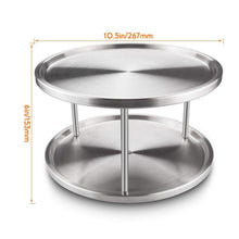 Load image into Gallery viewer, Get starvast 2 pack 2 tier stainless steel lazy susan turntable 10 inch 360 degree lazy susan spice rack organizer for kitchen cabinet countertop centerpiece