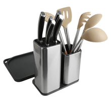 Load image into Gallery viewer, Buy now elfrhino utensils holder stainless steel kitchen tools knives holder knives block utensils container utensils crock flatware caddy cookware cutlery utensils holder multipurpose kitchen storage crock