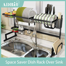 Load image into Gallery viewer, Great sink rack dish drainer for kitchen sink racks stainless steel over the sink shelf storage rack sink size 32 1 2 inch black 33 8x12 5x20 5inch