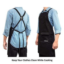 Load image into Gallery viewer, Shop here gidabrand professional grade chef kitchen apron with double towel loop 10 oz cotton for cooking bbq and grill men women design with 3 pockets quick release buckle and adjustable strap m to xxl
